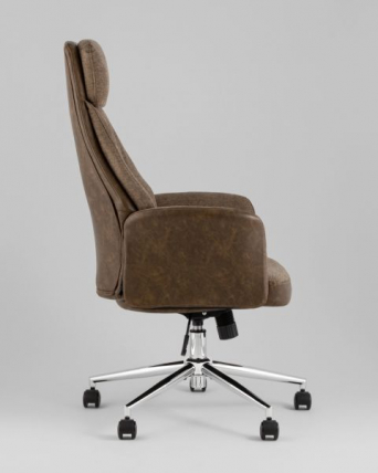 Кресло офисное TopChairs Neoma коричневый экокожа ткань_2