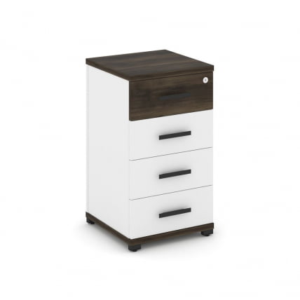 Тумба опорная/приставная с 4 ящиками CONCEPT CN.TUO-002 B/W Дуб Мали Белый бриллиант Черный_0