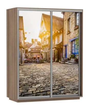 Шкаф-купе двухдверный Экспресс Дуо 1600х2200h Улица/Ясень шимо тёмный_0