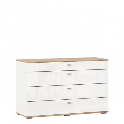 Комод 1200 с 4 ящиками Фиджи ЛД 659.050.000 Дуб Золотой Белый_0