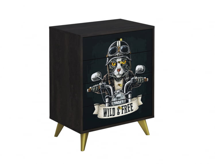 Комод Фьюжн КМ-001 АРТ Угольный камень/BIKER CAT_0