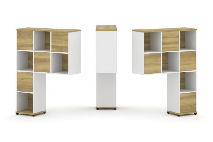 Надставка на стол высокая двухсторонняя + задняя стенка (8 шт.) CONCEPT CN.DNV-001 Дуб Винченцо Белый бриллиант Черный металл_0