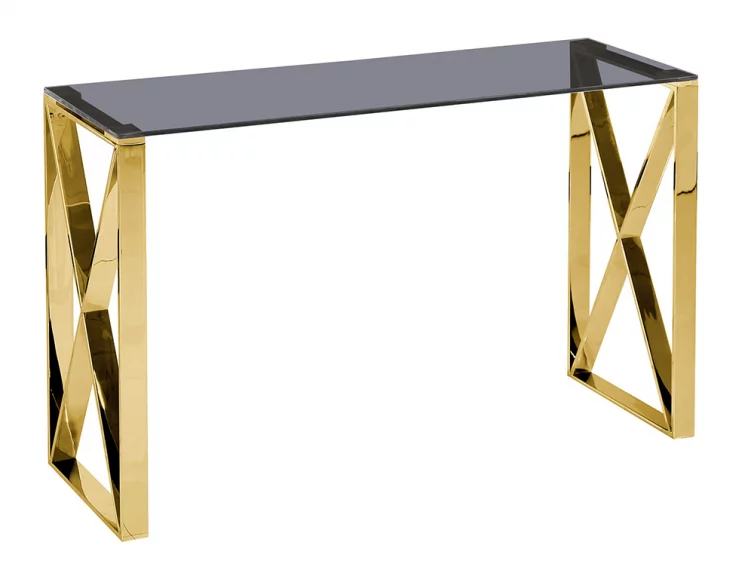 Консоль КРОСС 115x30 Золото (стекло smoke)_0