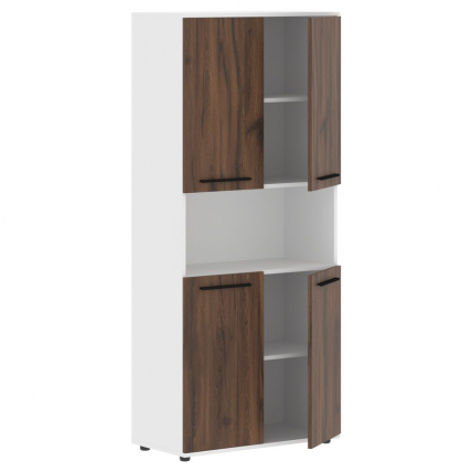 Шкаф с двумя комплектами глухих малых дверей EDIS EHCS 85.4 Дуб Денвер темный Черный Белый_1