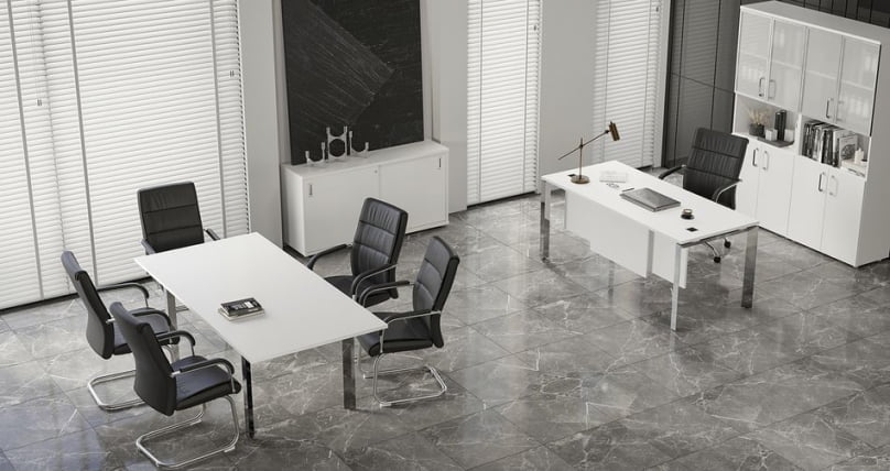 Стол переговорный на П-образном м/к ONIX DIRECT LUX M-O.MP-PRG-25 Белый бриллиант_1