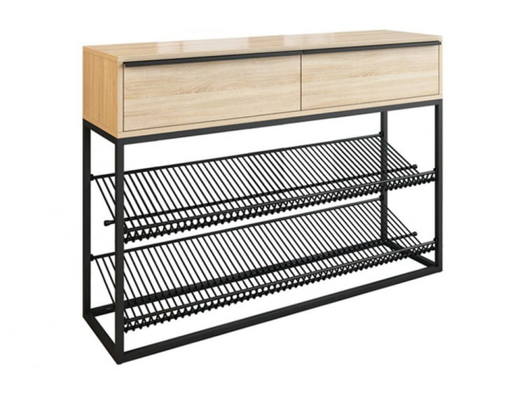 Обувница Лофт LMN-02 Черный муар-дуб сонома_0