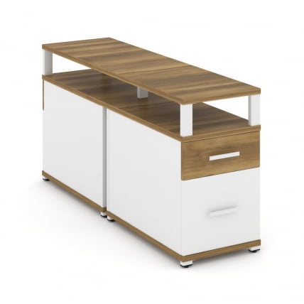 Тумба двухсторонняя опорная приставная с ящиком, распашным фасадом и надставкой CONCEPT CN.DTGP-002 B/W Сандал Янтарный Белый бриллиант Белый_0