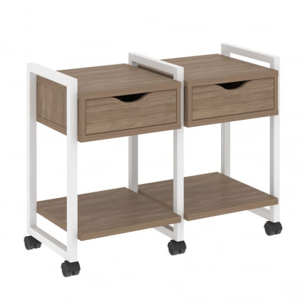 Тумба на колесных опорах наборная. Вариант №1 LOFT VR.L-TN-1.K Металл белый Дуб Аризона_0