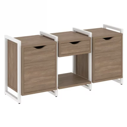 Тумба на регулируемых опорах наборная. Вариант №7 LOFT VR.L-TN-7.O Металл белый Дуб Аризона_0