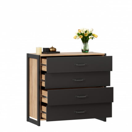 Комод с 4 ящиками Техно ЛД 678.110.000 Дуб Золотой Черный_3