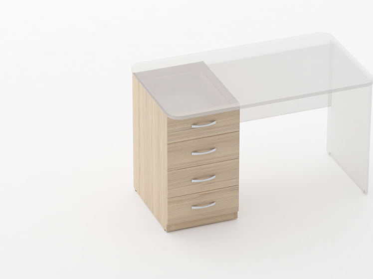 Тумба встраиваемая в стол на 4 ящика Glassy 3.12.10 Дуб молочный_1