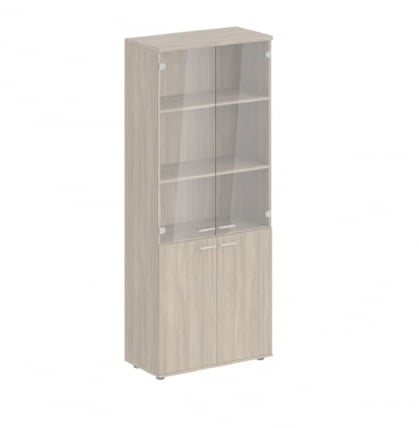 Шкаф высокий четырехдверный со стеклом Sigma SG.801.OL.OL.GL Дуб светлый_0