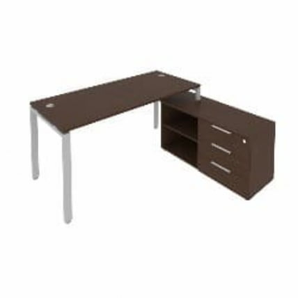 Рабочая станция на П-образном м/к с опорной тумбой правая Metal System Б.РС-СТС-2.4 Пр Венге/Серый_0