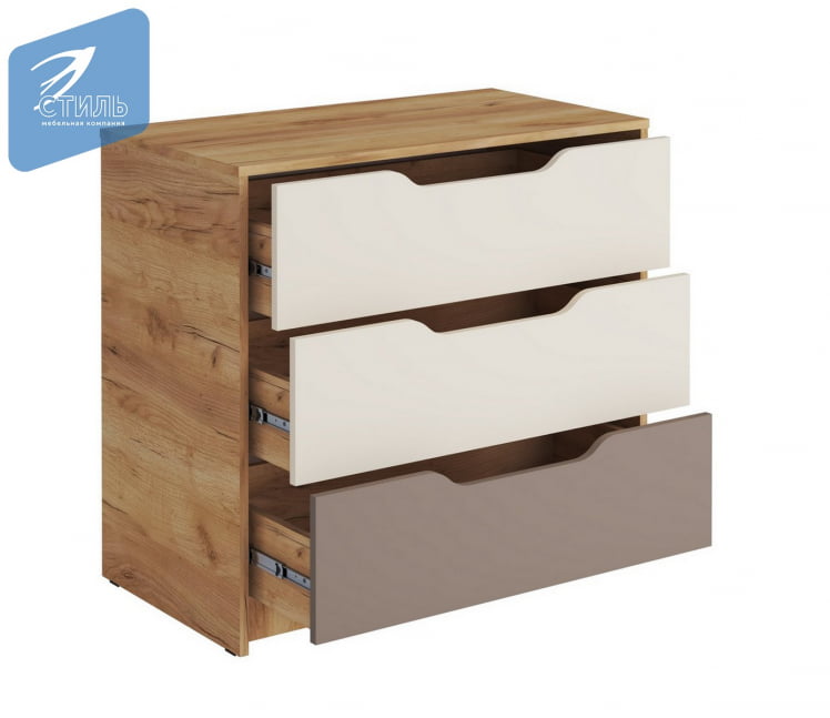 Комод RICH КМ-001 Миндаль/Глиняный серый/дуб крафт золотой_1