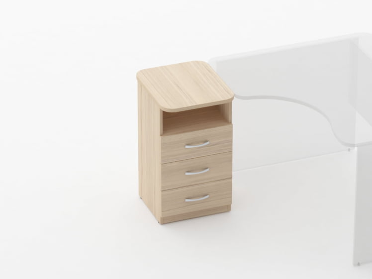 Тумба приставная на 3 ящика с нишей Glassy 3.10.13 Орех_1