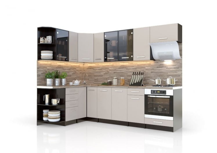 Модульная кухня Арина 4 Дуб феррара/Бежевый песок_1