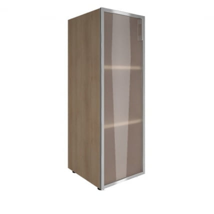 Шкаф книжный средний со стеклом в раме без топа YALTA LT-SU 2.4L Снежная Платина_0