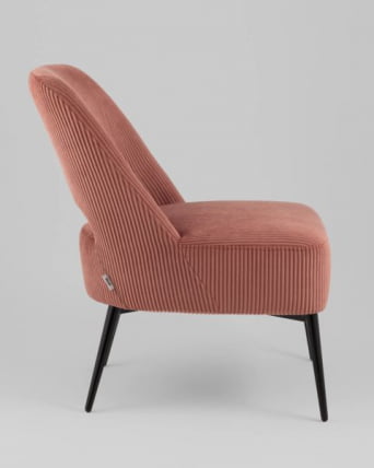 Кресло лаунж Бостон велюр рельефный коралловый_2