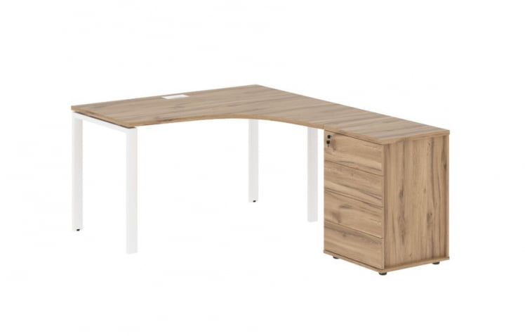 Стол эргономичный с тумбой правый EDIS EUCET 1318 R Дуб Денвер светлый Белый_0