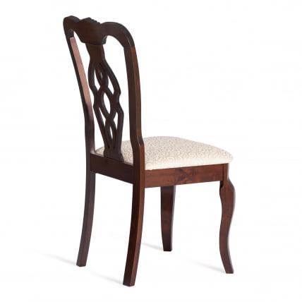 Стул Афродита/ Aphrodite дерево гевея, 46х54х99см, Cappuchino , ткань кремовая с рисунком (А04)_2