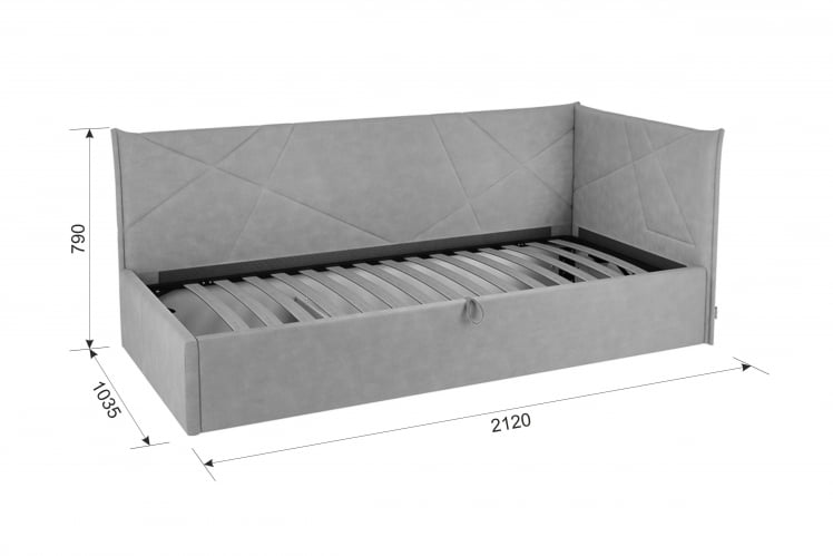 Кровать 0.9 Бест (Тахта) КМ.T-15 графит (велюр)_13