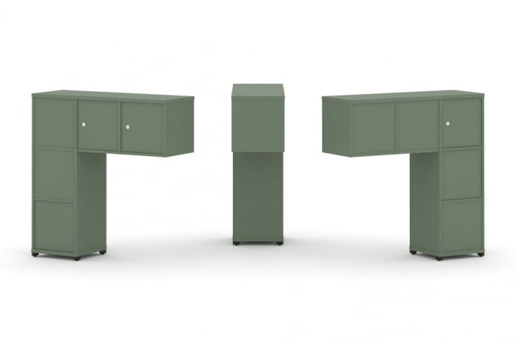 Надставка на стол низкая двухсторонняя + задняя стенка (5 шт.) + блок с 1-м ящиком (2 шт.) + распашной фасад (3 шт.) CONCEPT CN.DNN-006 Кобо Черный металл_0