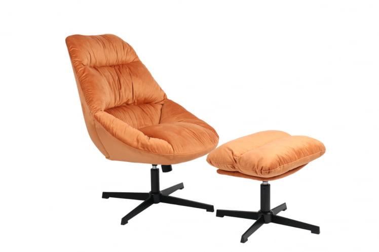 Кресло Оррелл терракотовый с оттоманкой_1