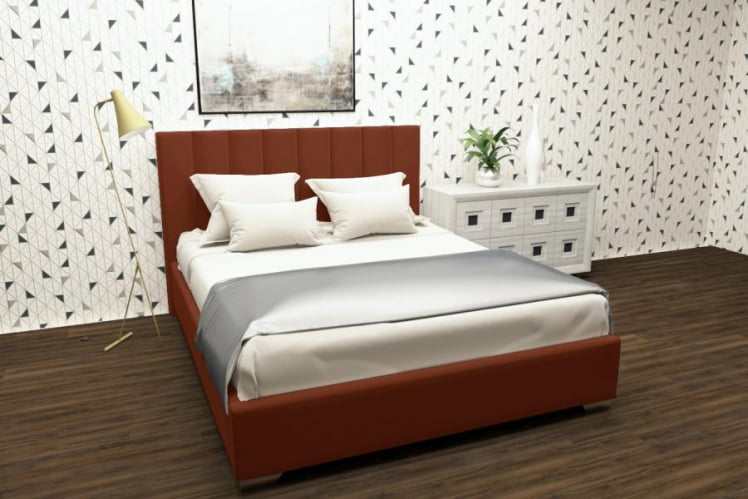 Мягкая интерьерная кровать Терра без основания Материал фасада: Металл/Велюр; Спальное место: 1800х2000 мм; Цвет: Оранжевый_0