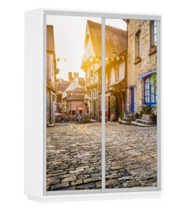 Шкаф-купе двухдверный Экспресс Дуо 1600х2400h Улица/Белый снег_0