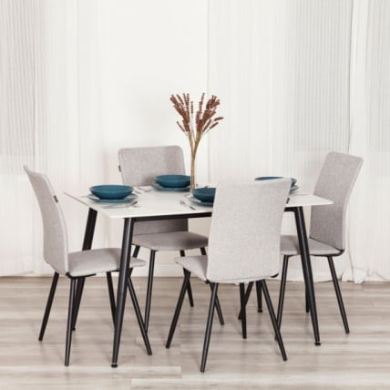 Стул обеденный La Rousse (2 шт. в упаковке) NEW, ткань рогожка, серый/черный, 3M 16/2, 45х55х93 см_4