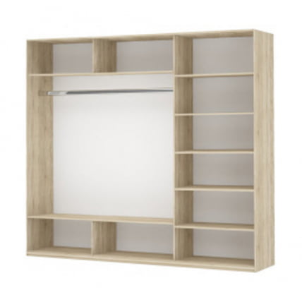 Шкаф-купе трехдверный Прайм 1800 Белое стекло/ДСП/Белое стекло Дуб сонома_1