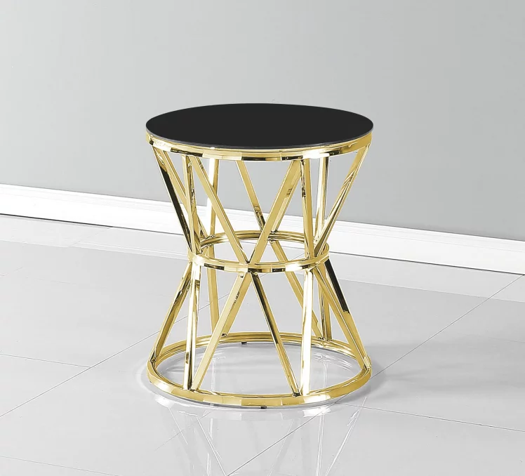 Журнальный стол ВИВА 50x50 Золото (стекло черное)_1