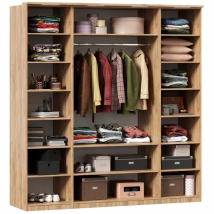 Шкаф четырехстворчатый с двумя зеркалами Фиджи 008 Дуб Золотой Белый_2