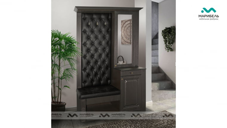 Прихожая  «Визит 2» К-1/1300 (Лев/прав) Дуб фактурный горький шоколад/Кожа Terra 118/Венге_0