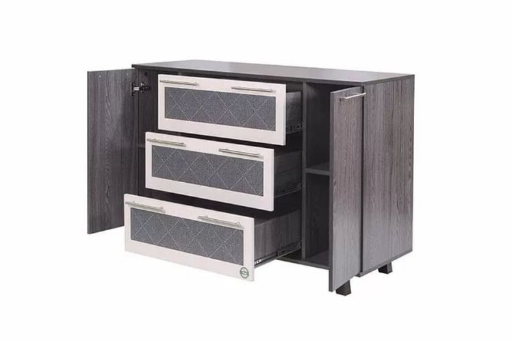 Комод Элена Лайт 7 Ясень Черный Бодега Белый_2