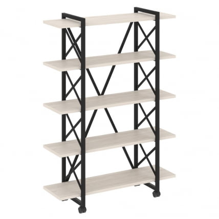 Стеллаж на колесных опорах - 5 полок LOFT VR.L-MST.K-5.8V Металл черный Денвер светлый_0