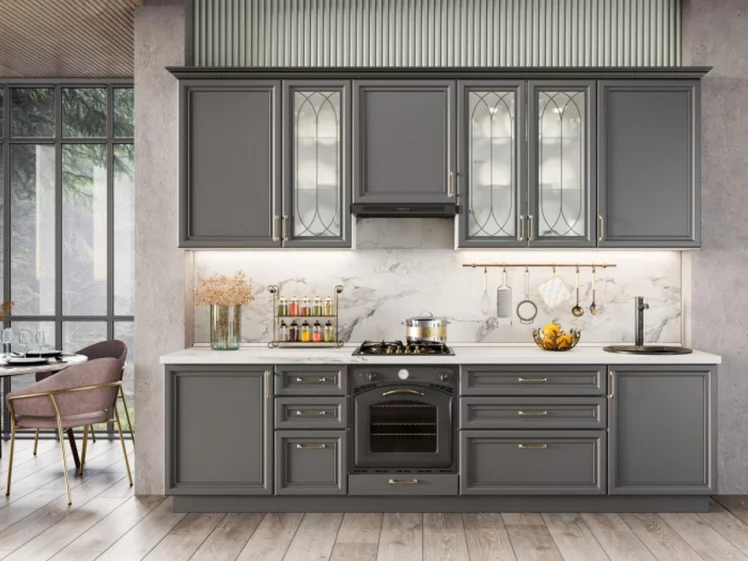 Тумба кухонная 800 с 2 ящиками ЛЮКС (4) Джелатто ЛД 241.920.000.123 Белый Оникс серый_2