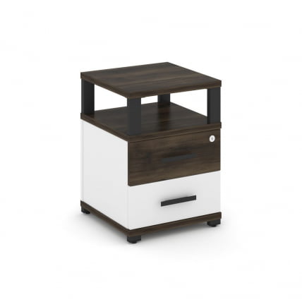 Тумба приставная с 2-мя ящиками и надставкой CONCEPT CN.TUP-002 B/W Дуб Мали Белый бриллиант Черный_0