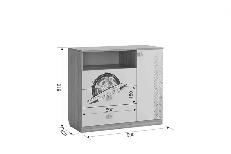 Комод Форсаж MKF-06 Дуб сонома/белый_2