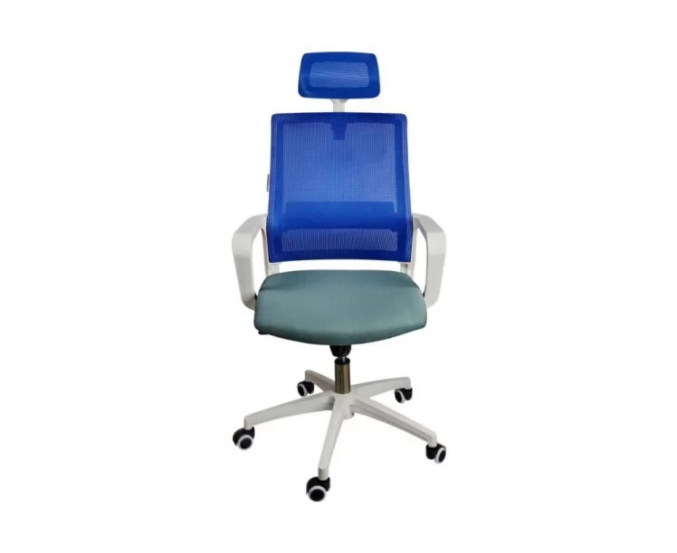 Кресло офисное Бит белый пластик Синий_1