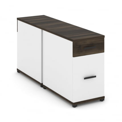 Тумба двухсторонняя опорная приставная с ящиком и распашным фасадом CONCEPT CN.DTGO-005 B/W Дуб Мали Белый бриллиант Черный_0