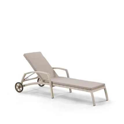 Шезлонг-лежак из иск. ротанга A35C2-W85 Latte с матрасом_1