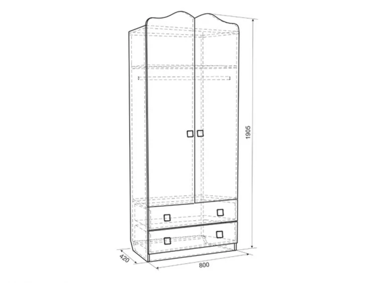 Шкаф комбинированный с ящиками двухстворчатый Фэнтези MDF-01 Белый рамух_1