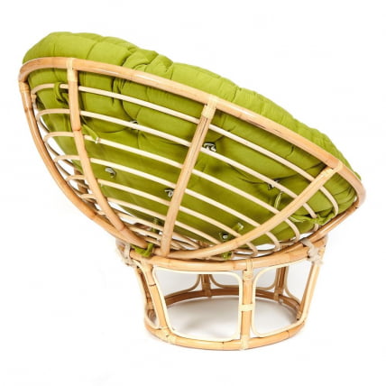 Кресло PAPASAN ECO/ПАПАСАН ЭКО P115-1/SP STD /c подушкой, ремешками/ диаметр подушки 125 см, 115x101x92 см, Natural (натуральный), флок Олива, 23_1