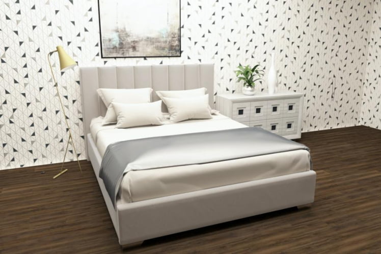 Мягкая интерьерная кровать Терра с подъемным механизмом Цвет фасада: Кремовый; Материал фасада: Металл/Велюр; Спальное место: 1600х2000 мм_0