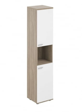Шкаф высокий правый с нишей Sigma SG.866.OD.WH.WH.R Дуб темный Белый_0