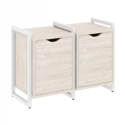 Тумба на регулируемых опорах наборная. Вариант №2 LOFT VR.L-TN-2.O Металл белый Денвер светлый_0