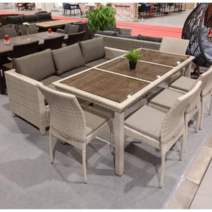 Комплект плетеной мебели T365/S65/Y380C-W85 8PCS Latte (8+1) + подушки_0
