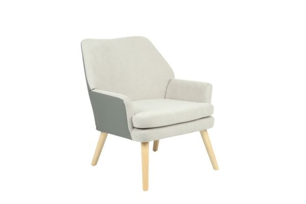 Кресло Харви серый с серой экокожей деревянные ножки_1