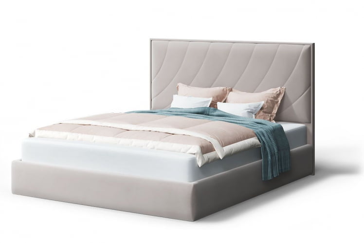 Кровать СОФИЯ 2000*1400мм (без опор), велюр NEO 02 (бежевый), (б/основания, б/матраса)_0